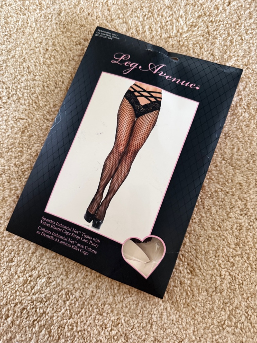 Leg Avenue Black Fishnet Thigh High Tights with Lace Detail